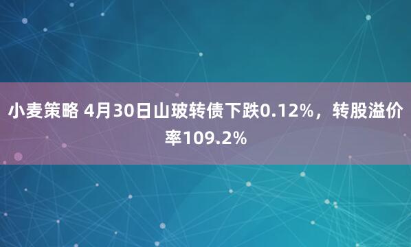 小麦策略 4月30日山玻转债下跌0.12%，转股溢价率109.2%