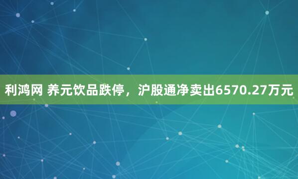 利鸿网 养元饮品跌停，沪股通净卖出6570.27万元